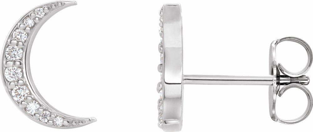 14K White Gold 1/10 CTW Natural Diamond Crescent Moon Earrings