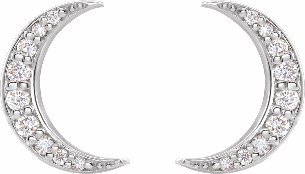 14K White Gold 1/10 CTW Natural Diamond Crescent Moon Earrings