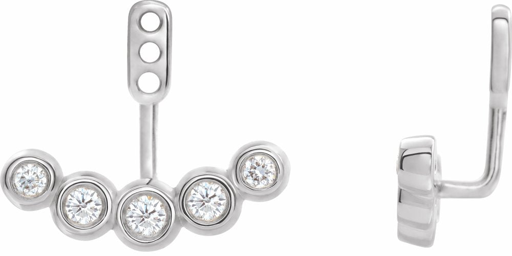 14K White 1/4 CTW Diamond Curved Front-Back Earring Jackets