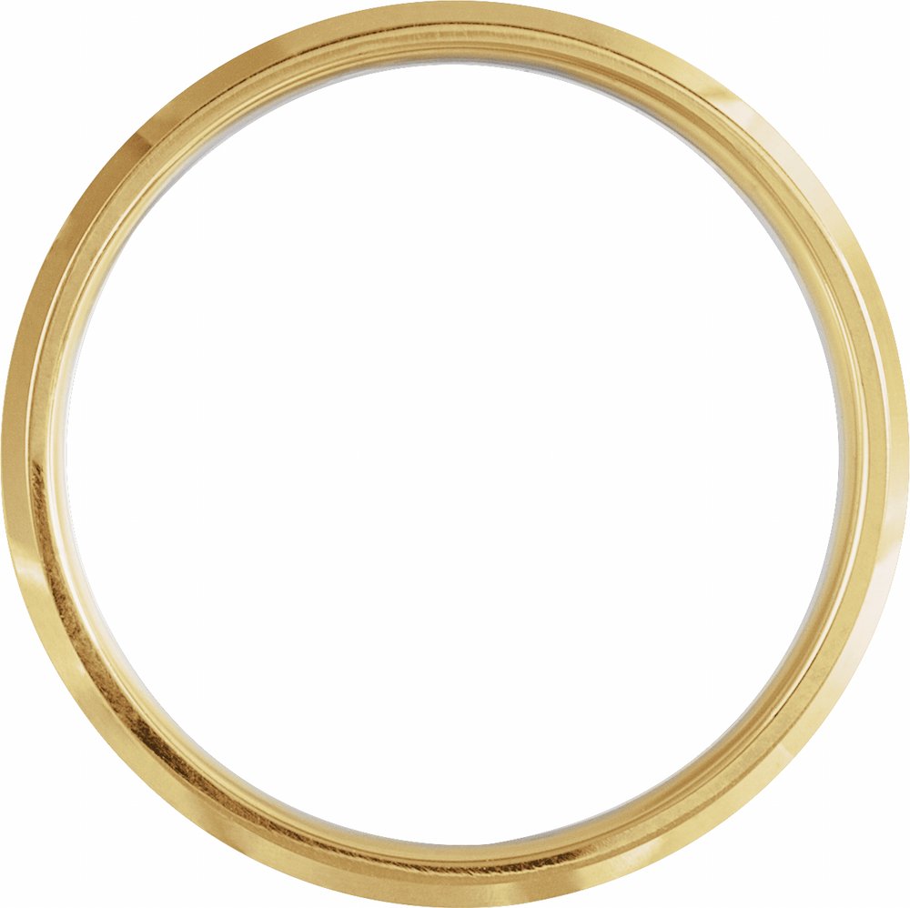 14K Yellow/White/Yellow 6 mm Beveled-Edge Comfort-Fit Flat Band
