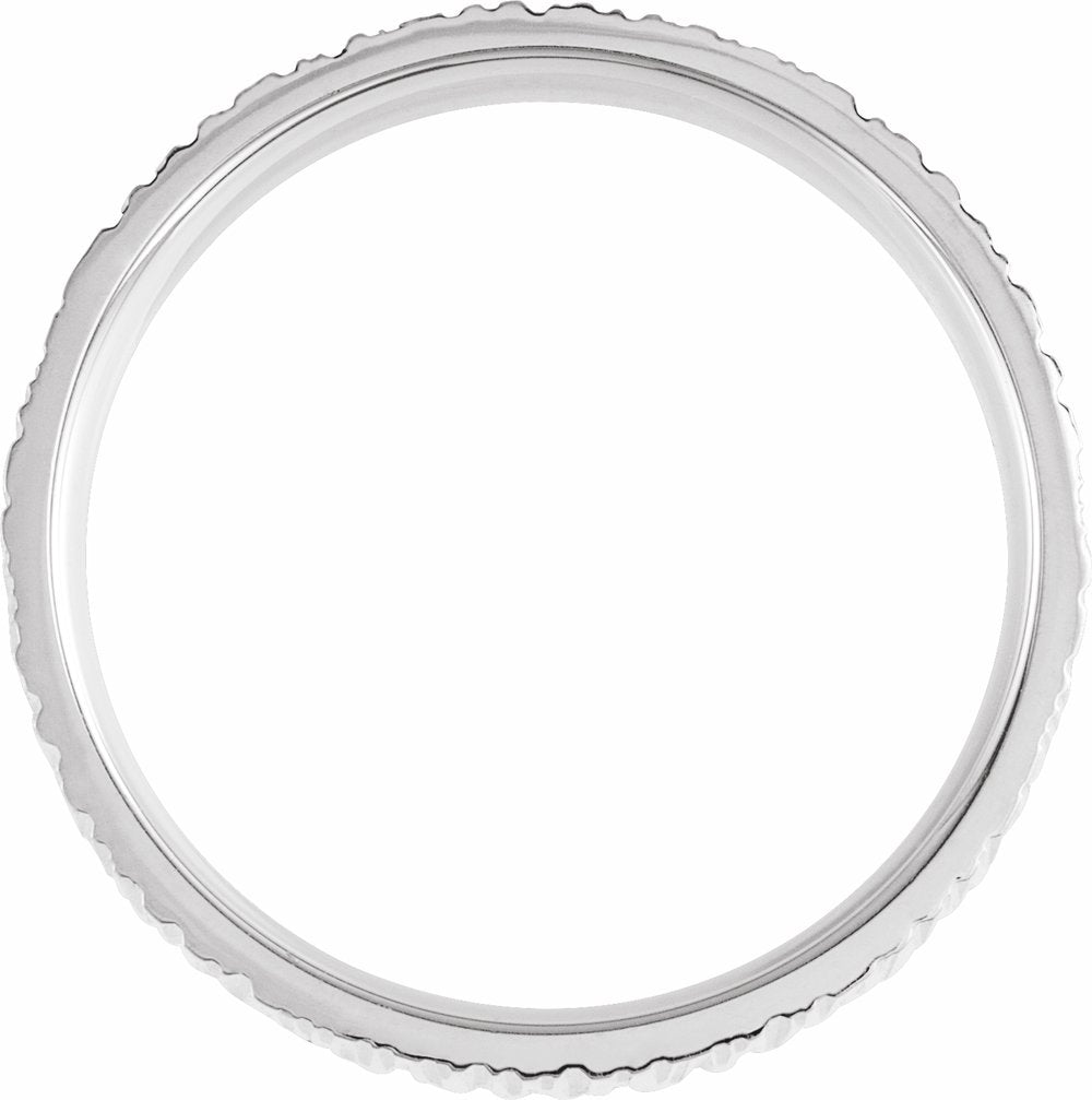 14K White Gold 6 mm Tree Bark-Inspired Comfort-Fit Flat Band Size 6