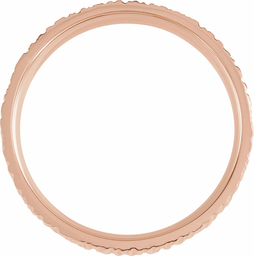 10K Rose Gold 6 mm Tree Bark-Inspired Comfort-Fit Flat Band Size 9.5