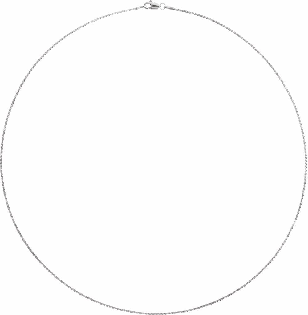 14K White Gold 1 mm Wheat 16" Chain