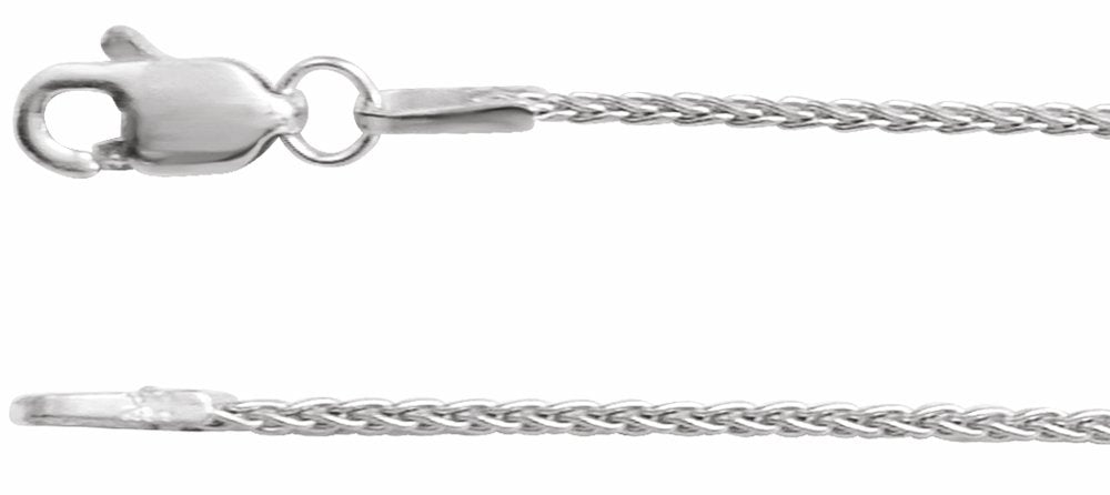 14K White Gold 1 mm Wheat 16" Chain