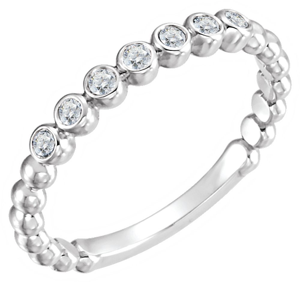 14K White Gold 1/8 CTW Natural Diamond Stackable Ring