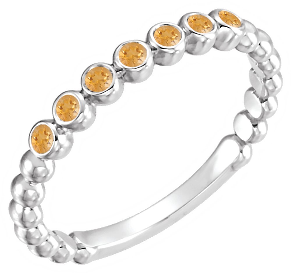 14K White Gold Natural Citrine Stackable Ring