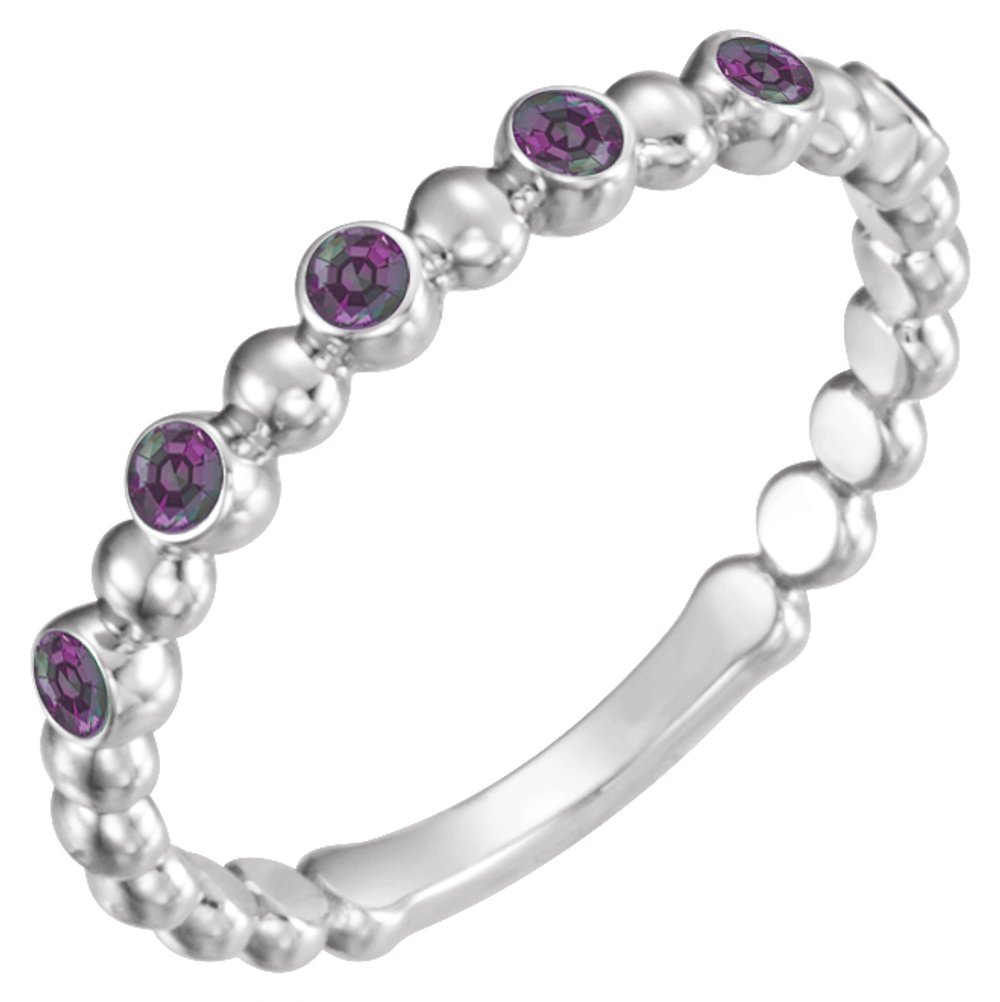14K White Gold Natural Alexandrite Stackable Ring