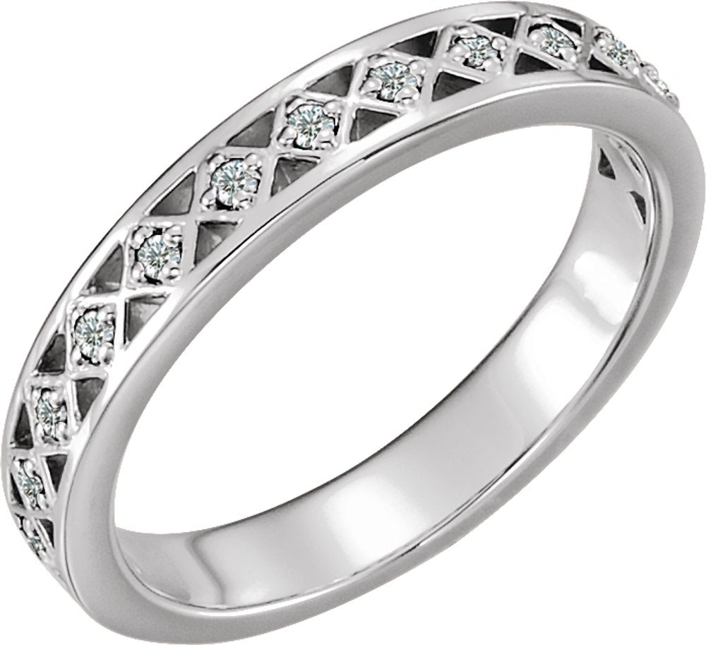 14K White Gold 1/8 CTW Natural Diamond Stackable Ring