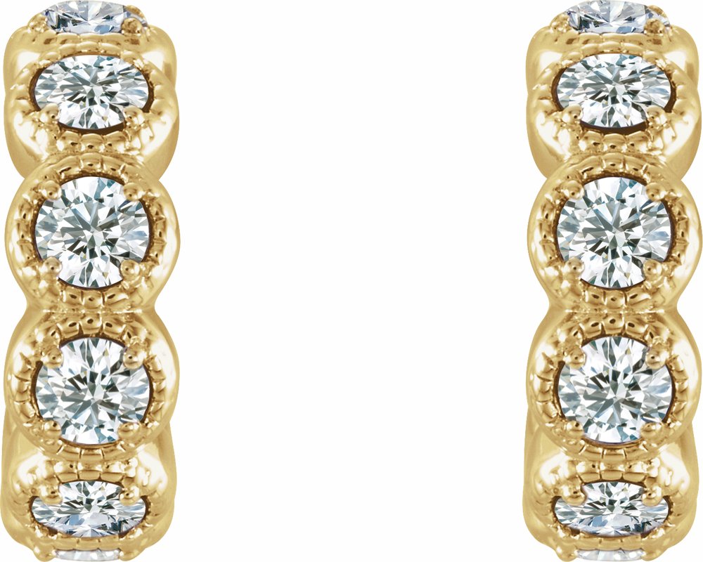 14K Yellow 7/8 CTW Natural Diamond Hoop Earrings