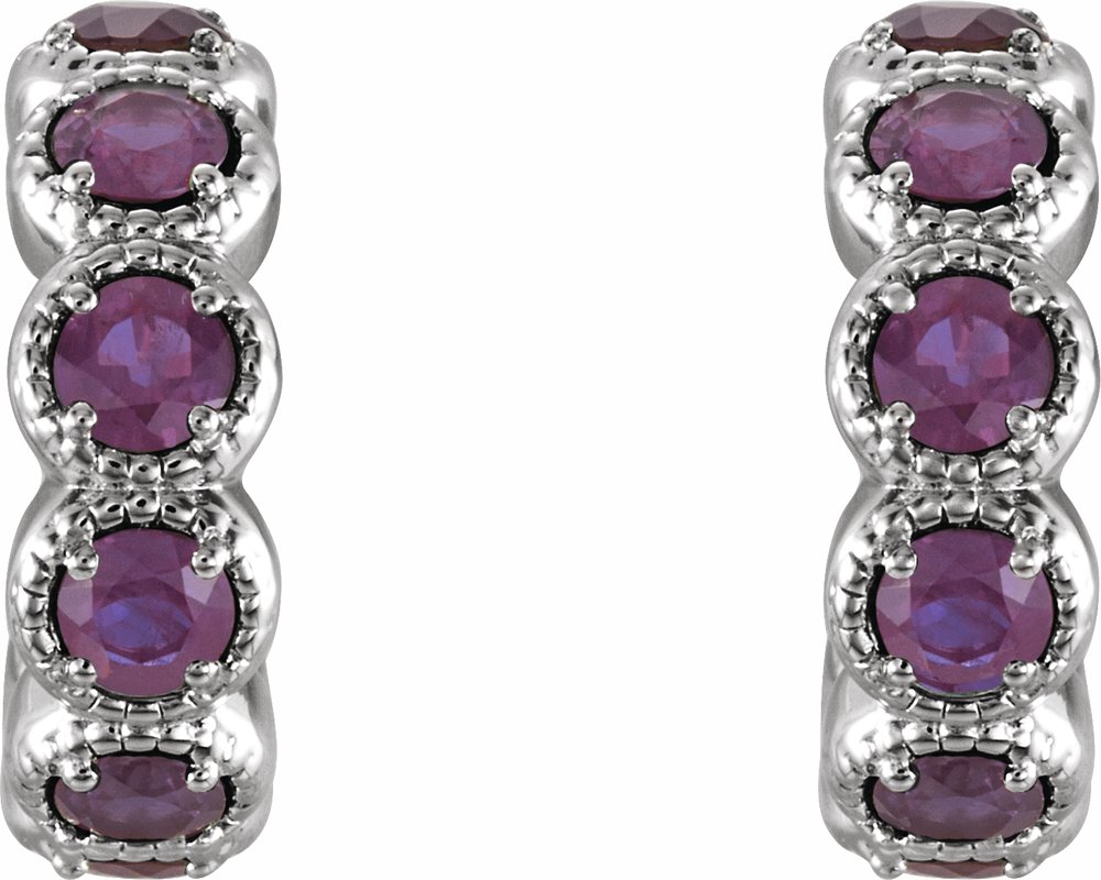 Sterling Silver Lab-Grown Alexandrite Hoop Earrings