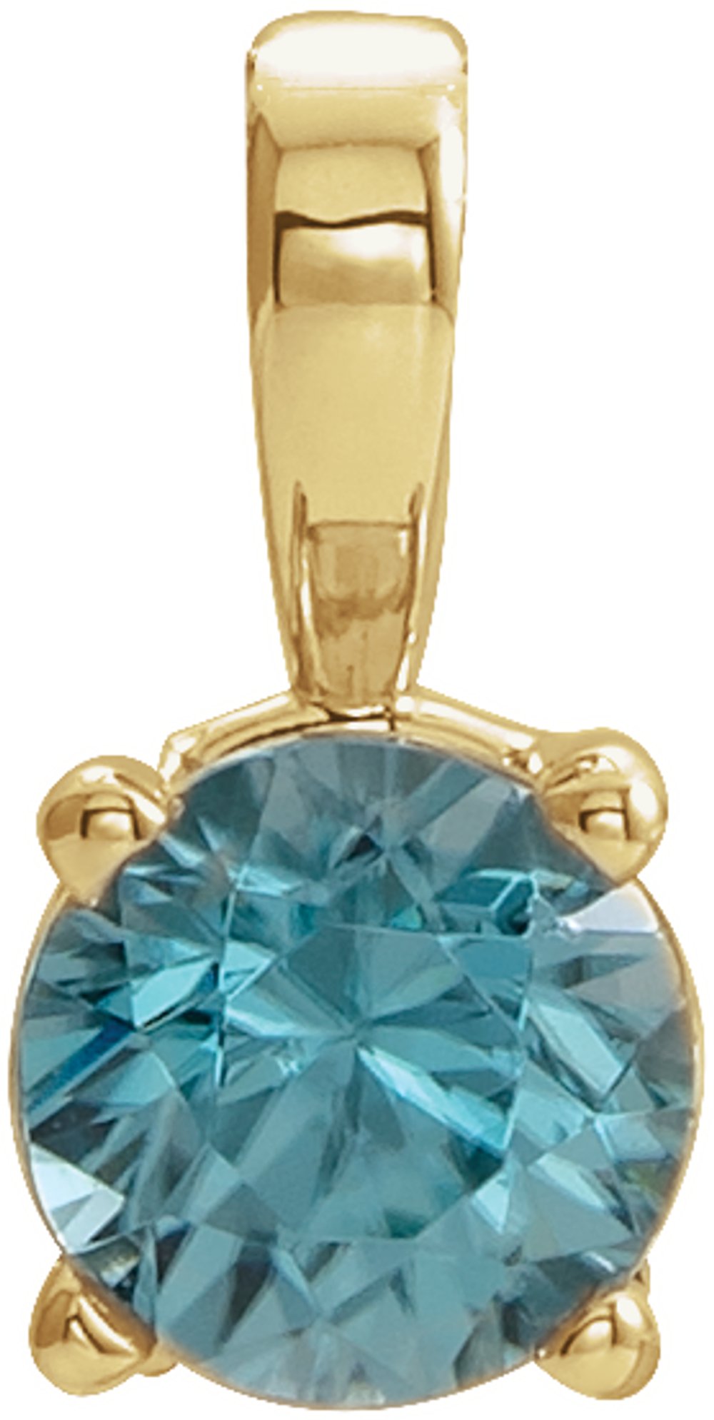 14K Yellow 6 mm Natural Blue Zircon Pendant
