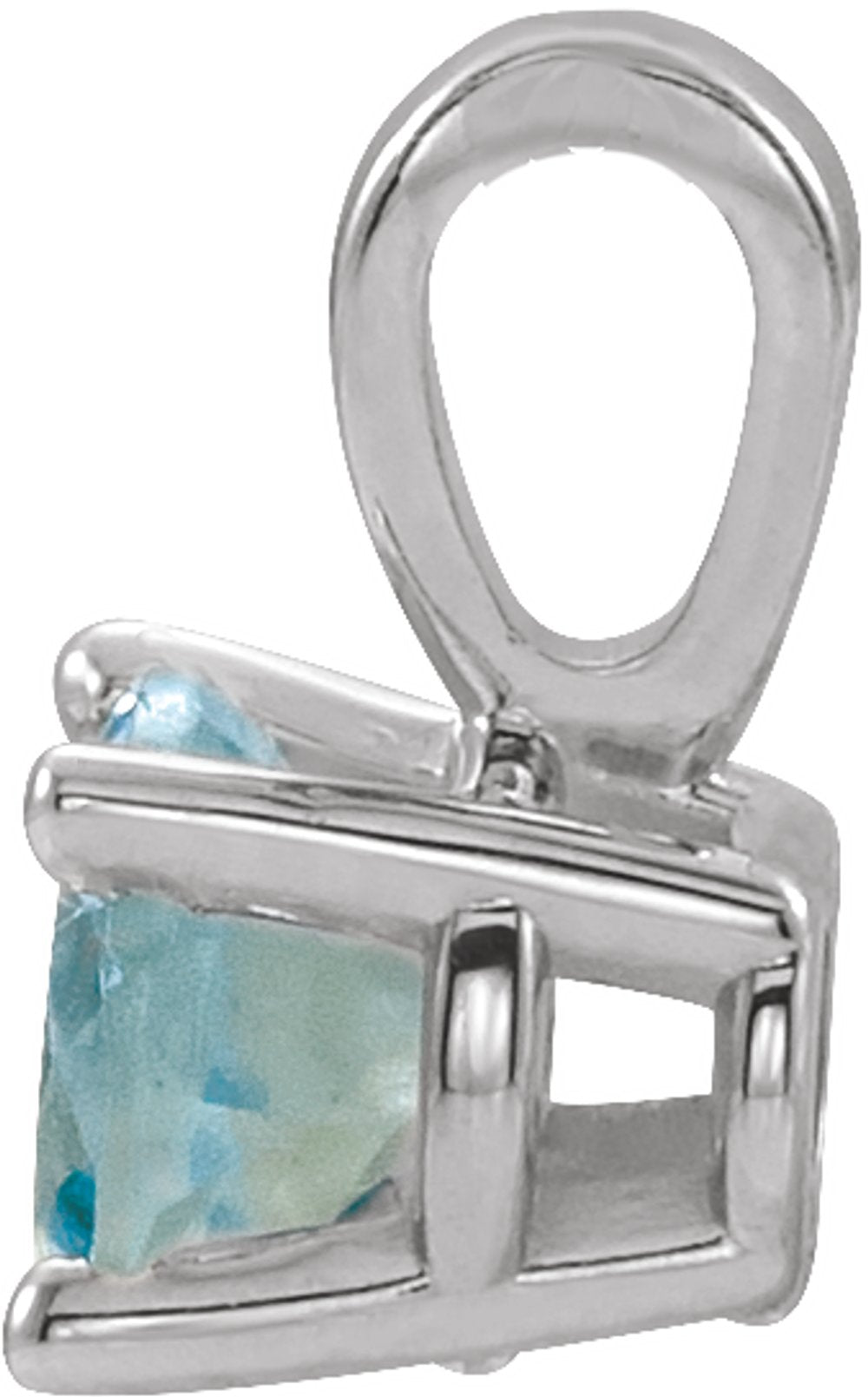 Platinum 4 mm Natural Aquamarine Pendant