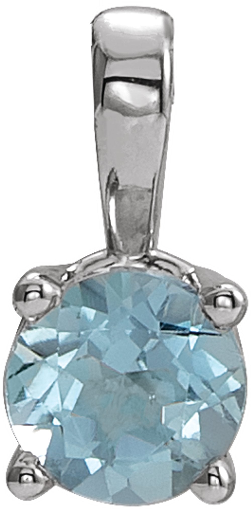 Platinum 4 mm Natural Aquamarine Pendant