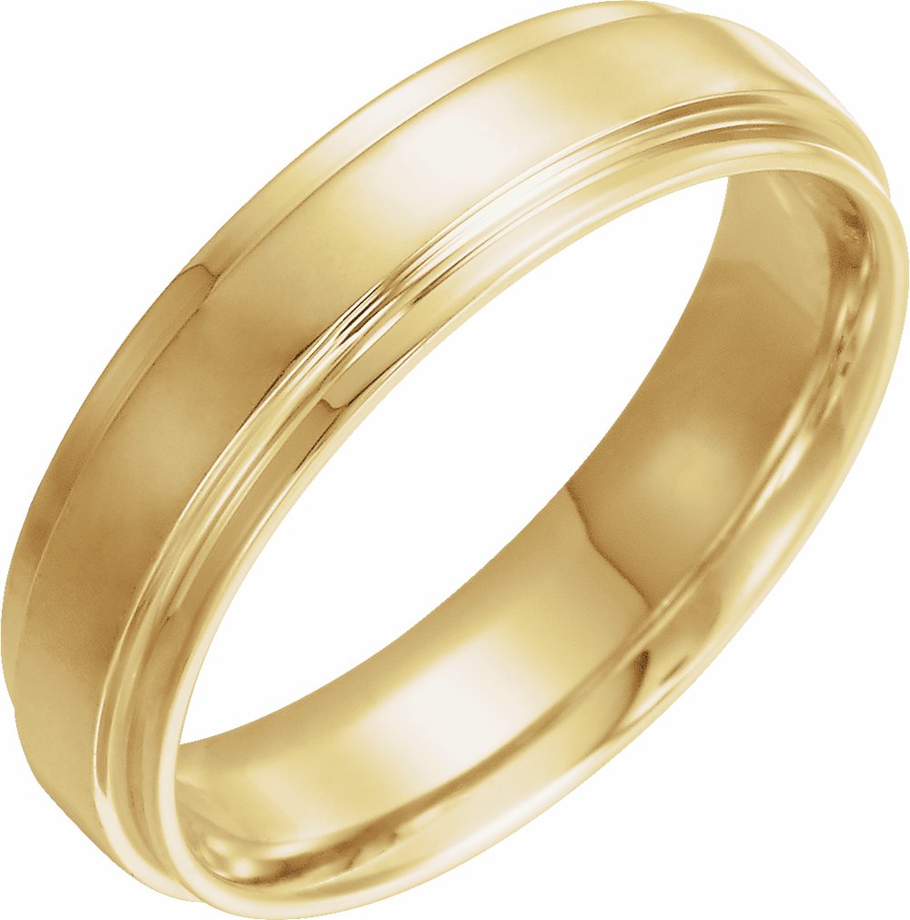 14K Yellow Gold Inlay 5 mm Comfort-Fit Flat Band Size 9.5