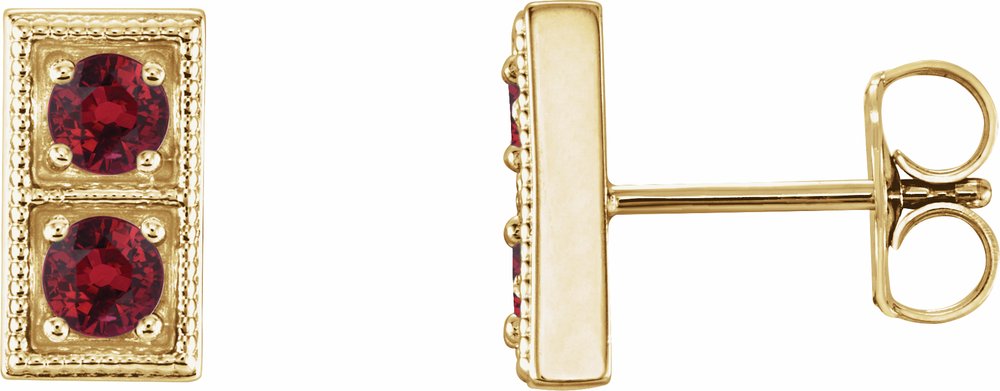 14K Yellow Natural Ruby Two-Stone Earrings