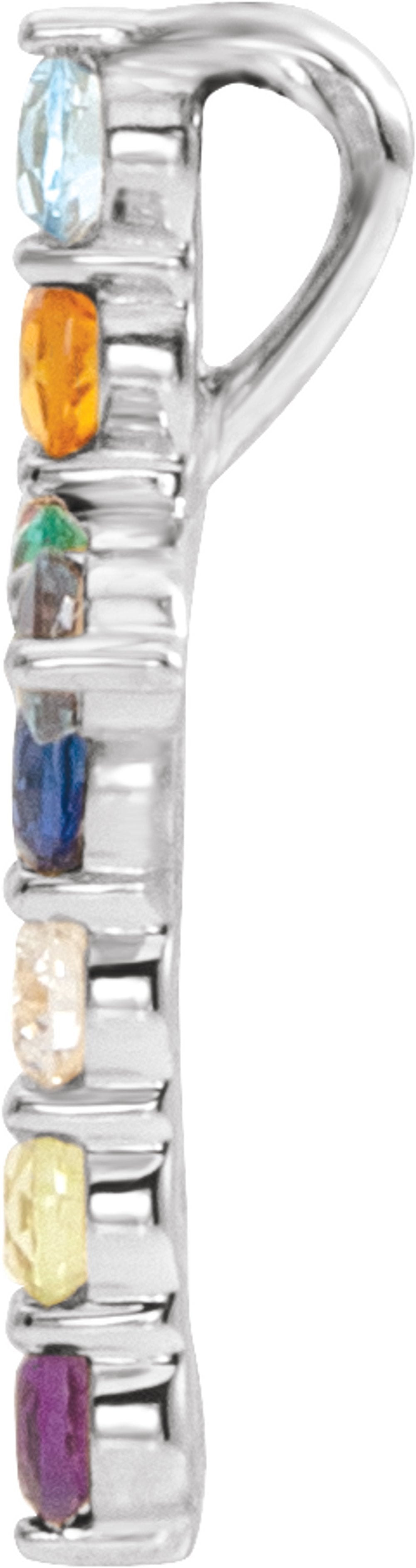 14K White Gold Natural Multi-Gemstone & .03 CT Natural Diamond Cross 16-18" Necklace