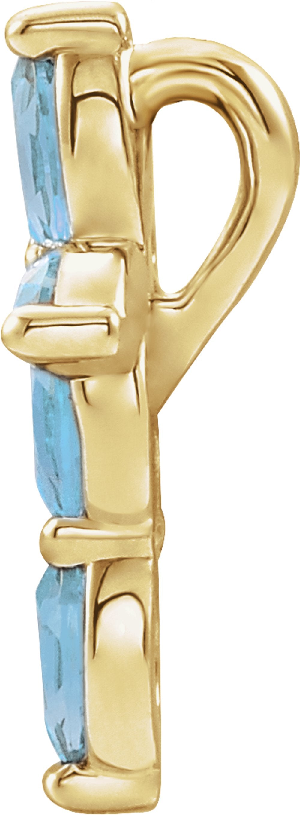 14K Yellow Gold Natural Aquamarine Cross Pendant