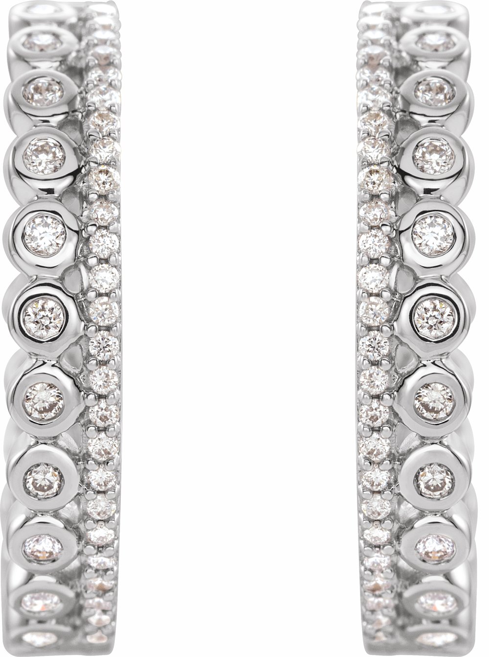 14K White Gold 1/3 CTW Natural Diamond Geometric 19.1 mm Hoop Earrings