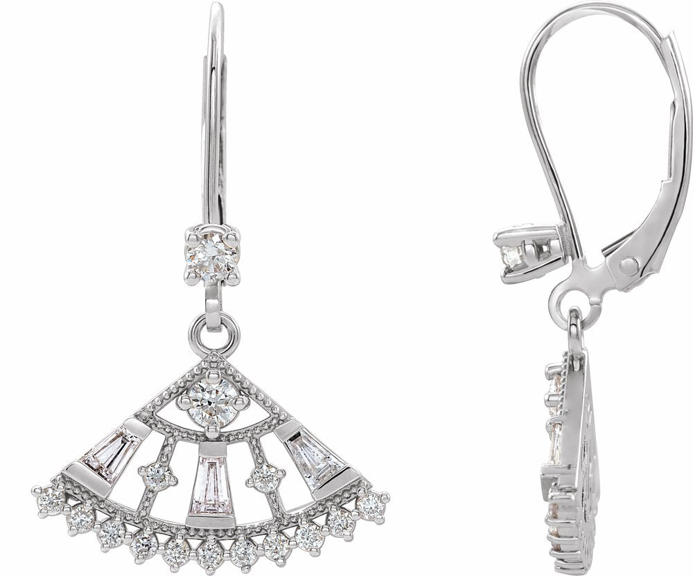 14K White Gold 3/4 CTW Natural Diamond Fan Earrings