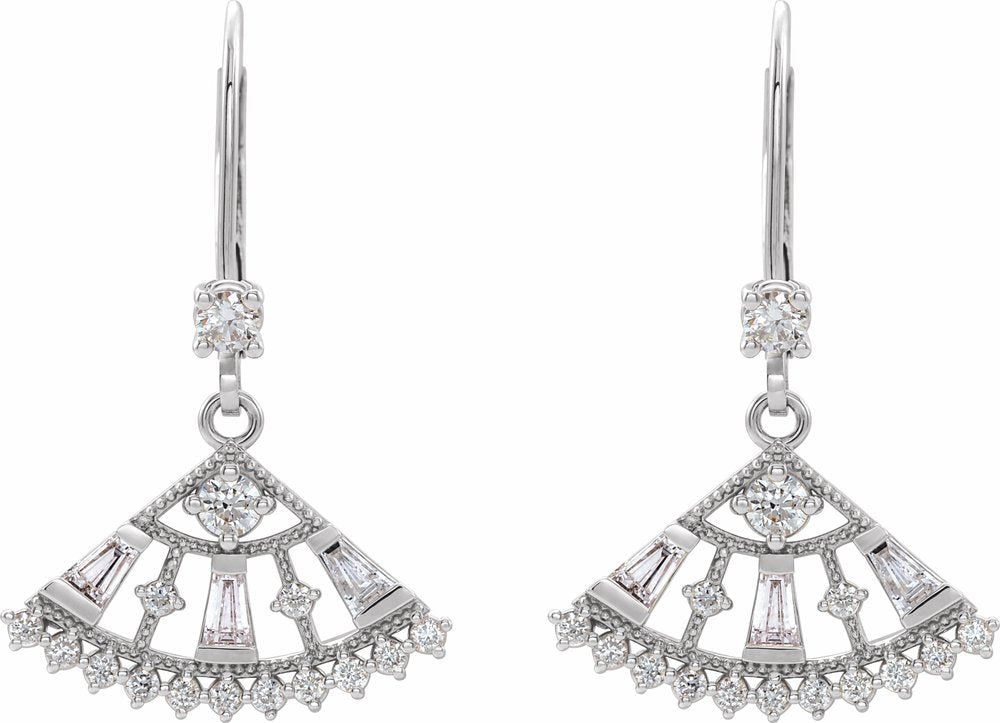 14K White 3/4 CTW Natural Diamond Fan Earrings