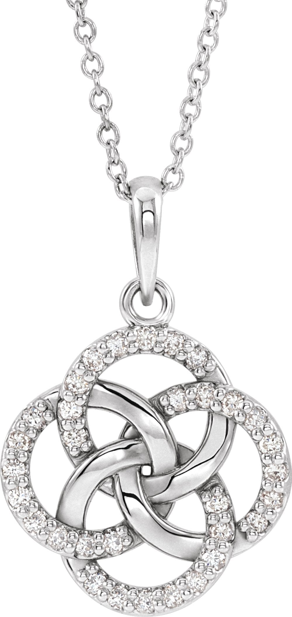 14K White Gold 1/8 CTW Natural Diamond Five-Fold Celtic-Inspired 16-18" Necklace