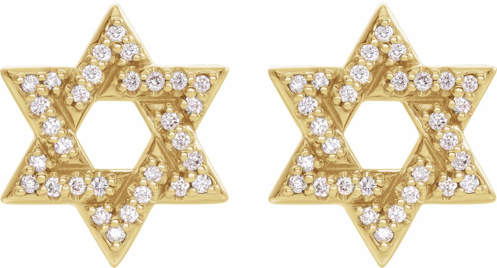 14K Yellow 1/8 CTW Natural Diamond Star of David Earrings
