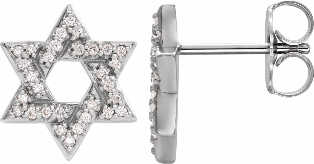 Sterling Silver 1/8 CTW Natural Diamond Star of David Earrings