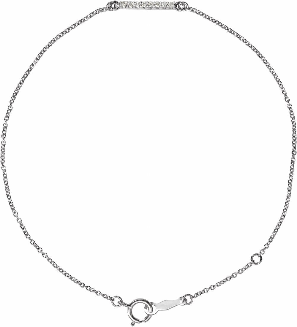 14K White Gold .07 CTW Natural Diamond Bar 6 1/2-71/2" Bracelet