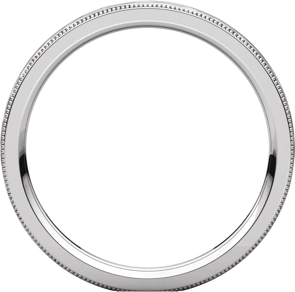 14K White Gold 2 mm Milgrain Edge Comfort-Fit Flat Band Size 7