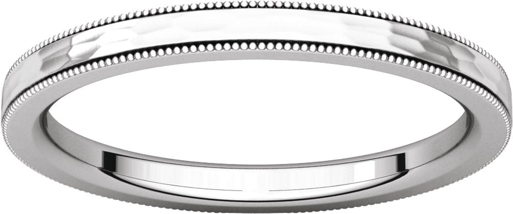 14K White Gold 2 mm Milgrain Edge Comfort-Fit Flat Band Size 7