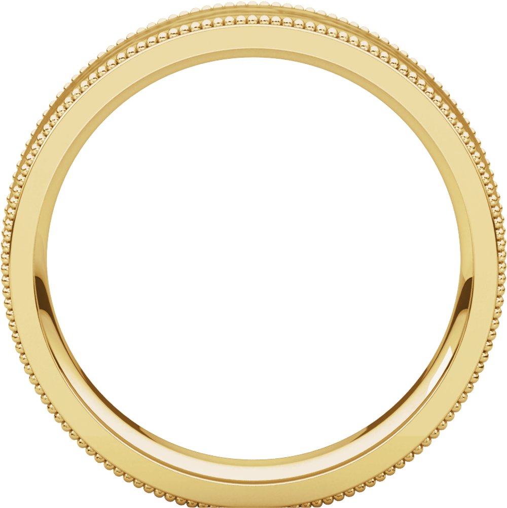 14K Yellow Gold 5 mm Milgrain Edge Comfort-Fit Flat Band Size 7