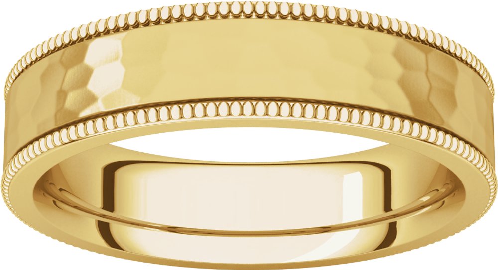 14K Yellow Gold 5 mm Milgrain Edge Comfort-Fit Flat Band Size 7