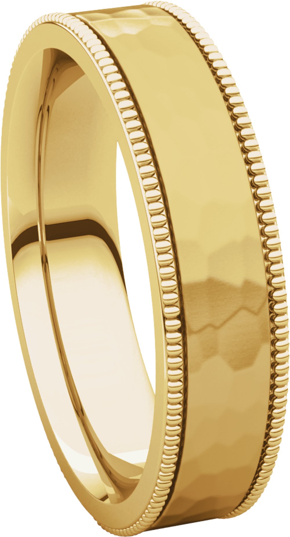 14K Yellow Gold 5 mm Milgrain Edge Comfort-Fit Flat Band Size 7