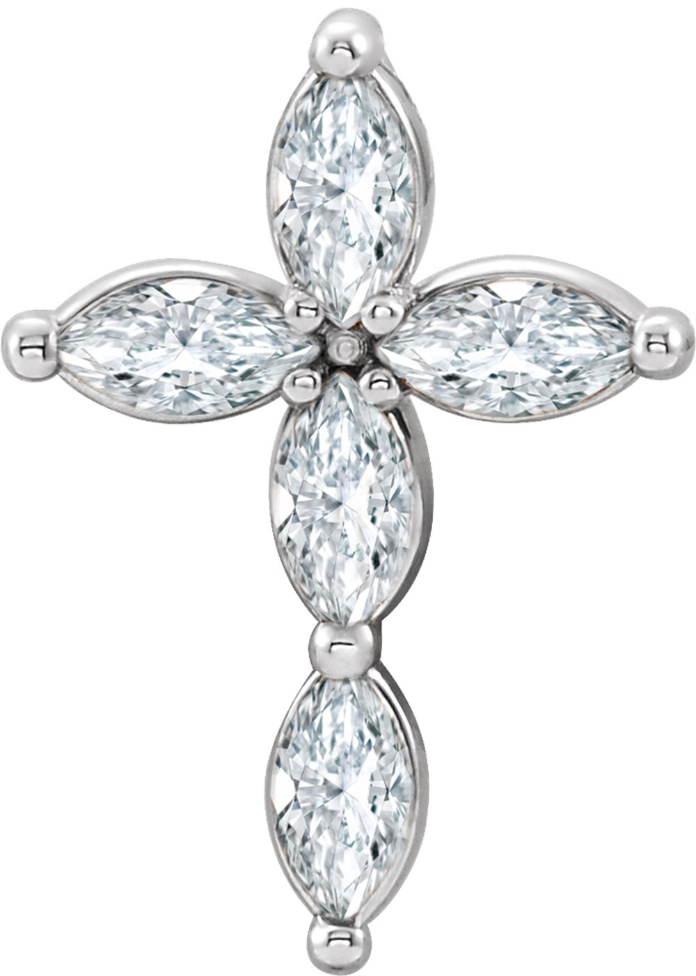 14K White Gold 1/3 CTW Natural Diamond Cross Pendant