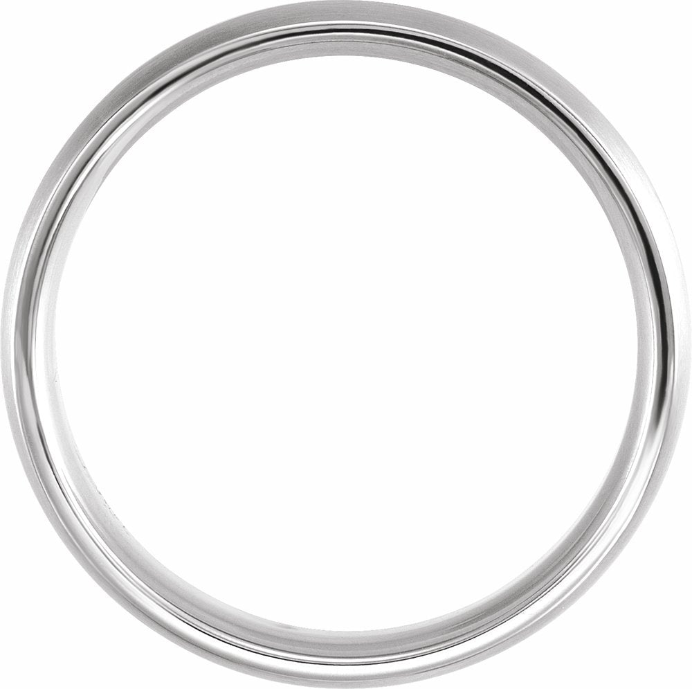 14K White/Rose/White 6 mm Comfort-Fit Half Round Band Size 7.5