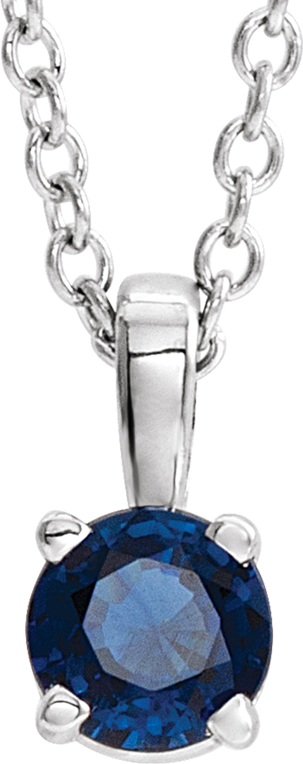 Sterling Silver 6 mm Imitation Blue Sapphire Pendant
