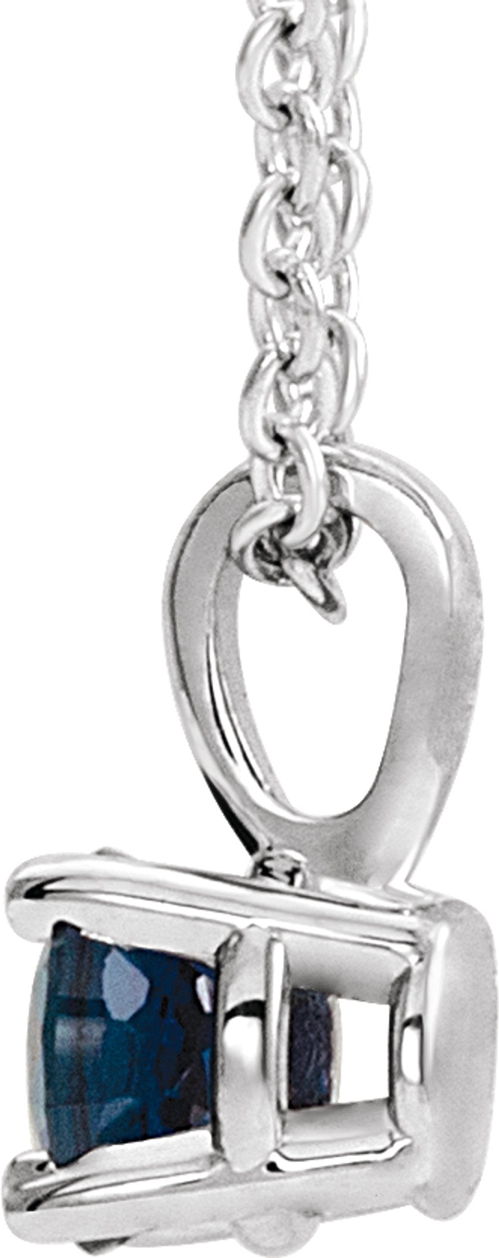 Sterling Silver 6 mm Imitation Blue Sapphire Pendant