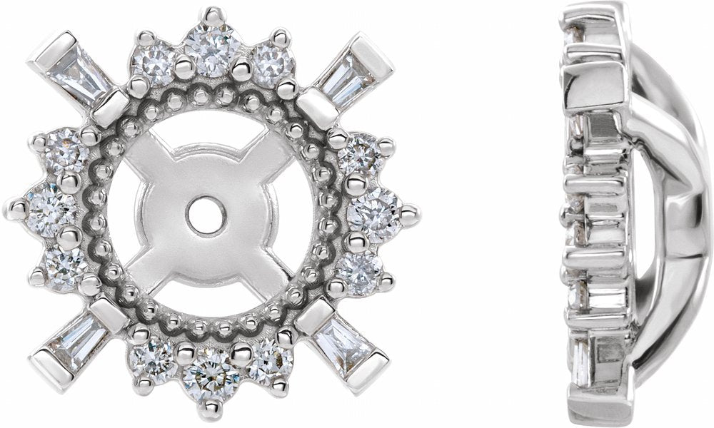 14K White Gold 1/6 CTW Natural Diamond Halo-Style Earring Jackets with 4.9 mm ID