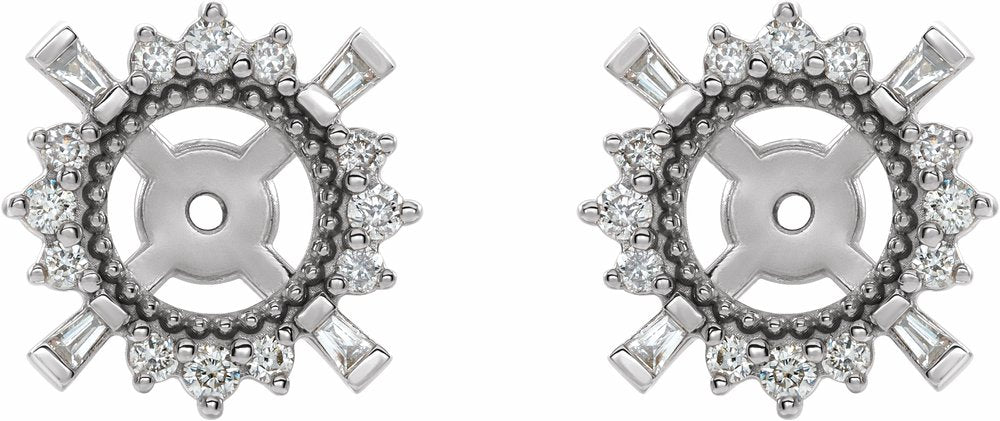 14K White 1/6 CTW Natural Diamond Halo-Style Earring Jackets with 4.9 mm ID