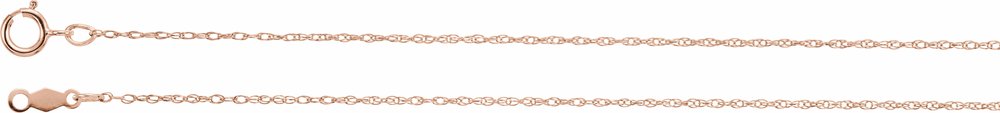 10K Rose Gold .85 mm Rope 24" Chain