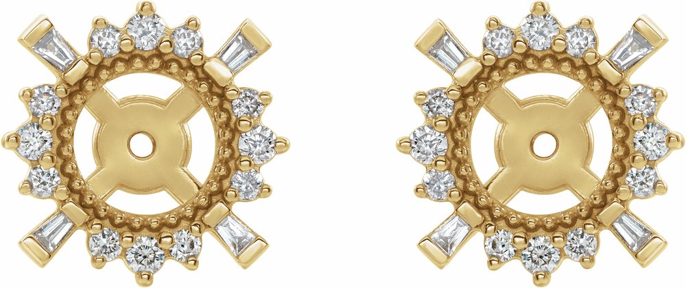 14K Yellow Gold 1/6 CTW Natural Diamond Halo-Style Earring Jackets with 4.9 mm ID