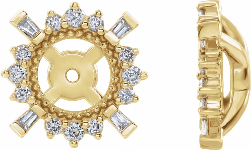 14K Yellow Gold 1/6 CTW Natural Diamond Halo-Style Earring Jackets with 4.9 mm ID