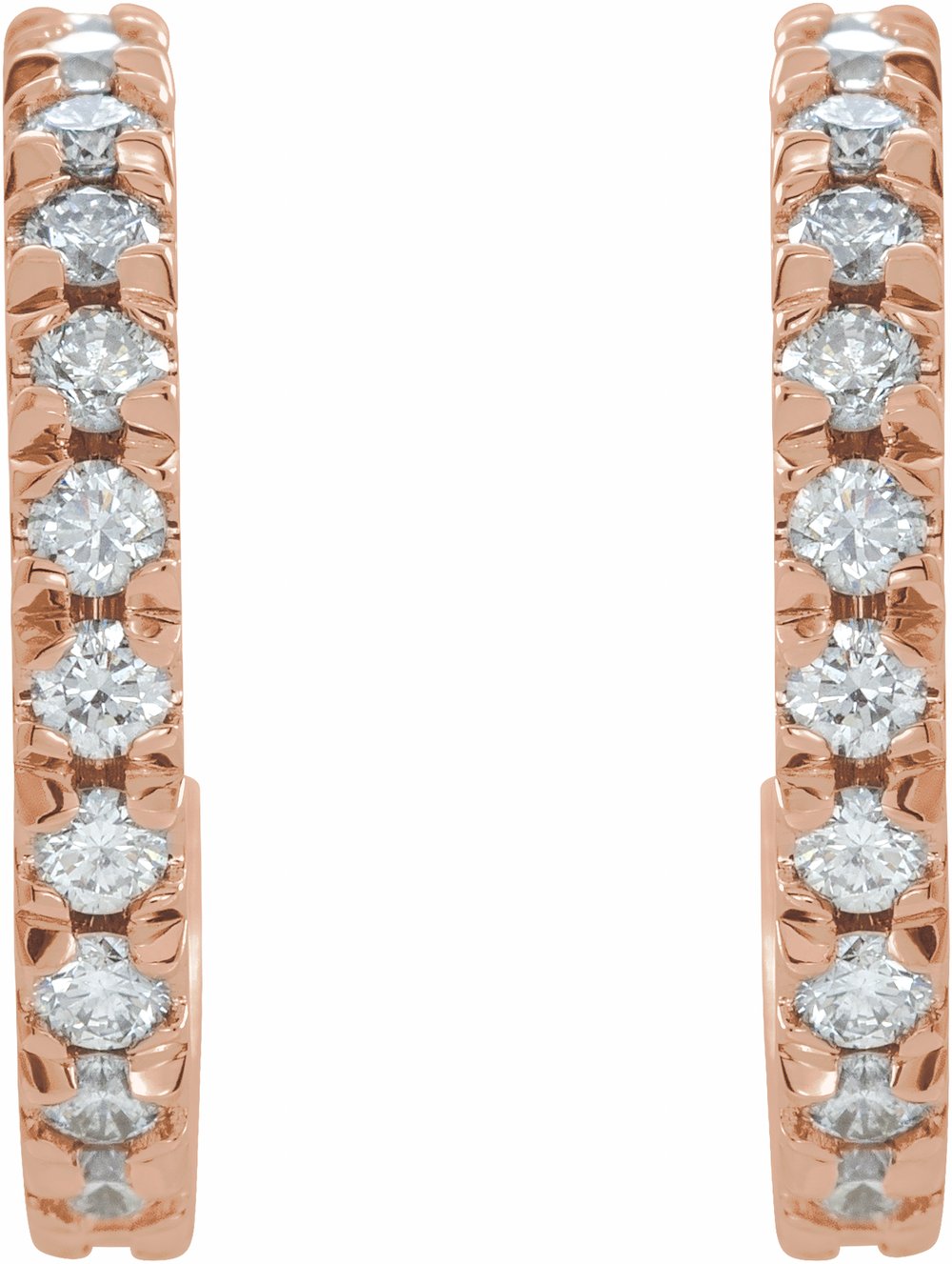 14K Rose Gold 5/8 CTW Lab-Grown Diamond French-Set 15 mm Huggie Hoop Earrings