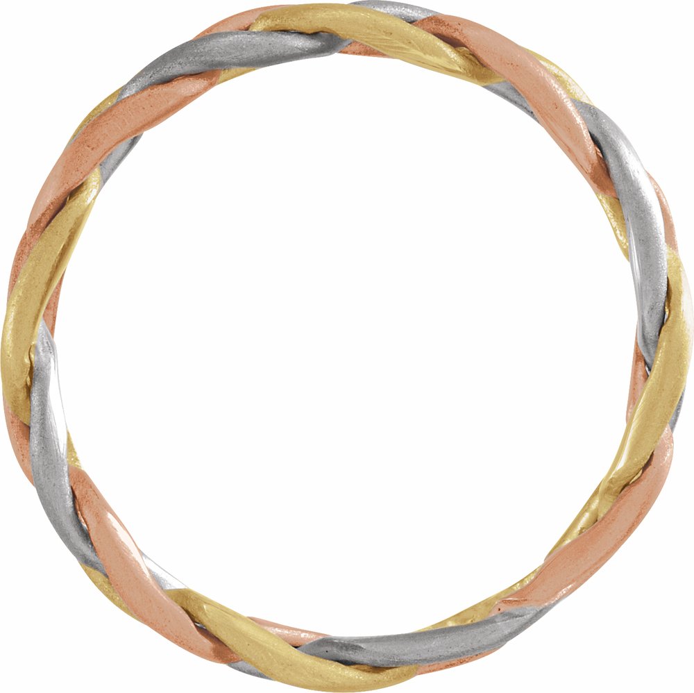 14K White/Yellow/Rose Gold 3.5 mm Hand-Woven Band Size 5