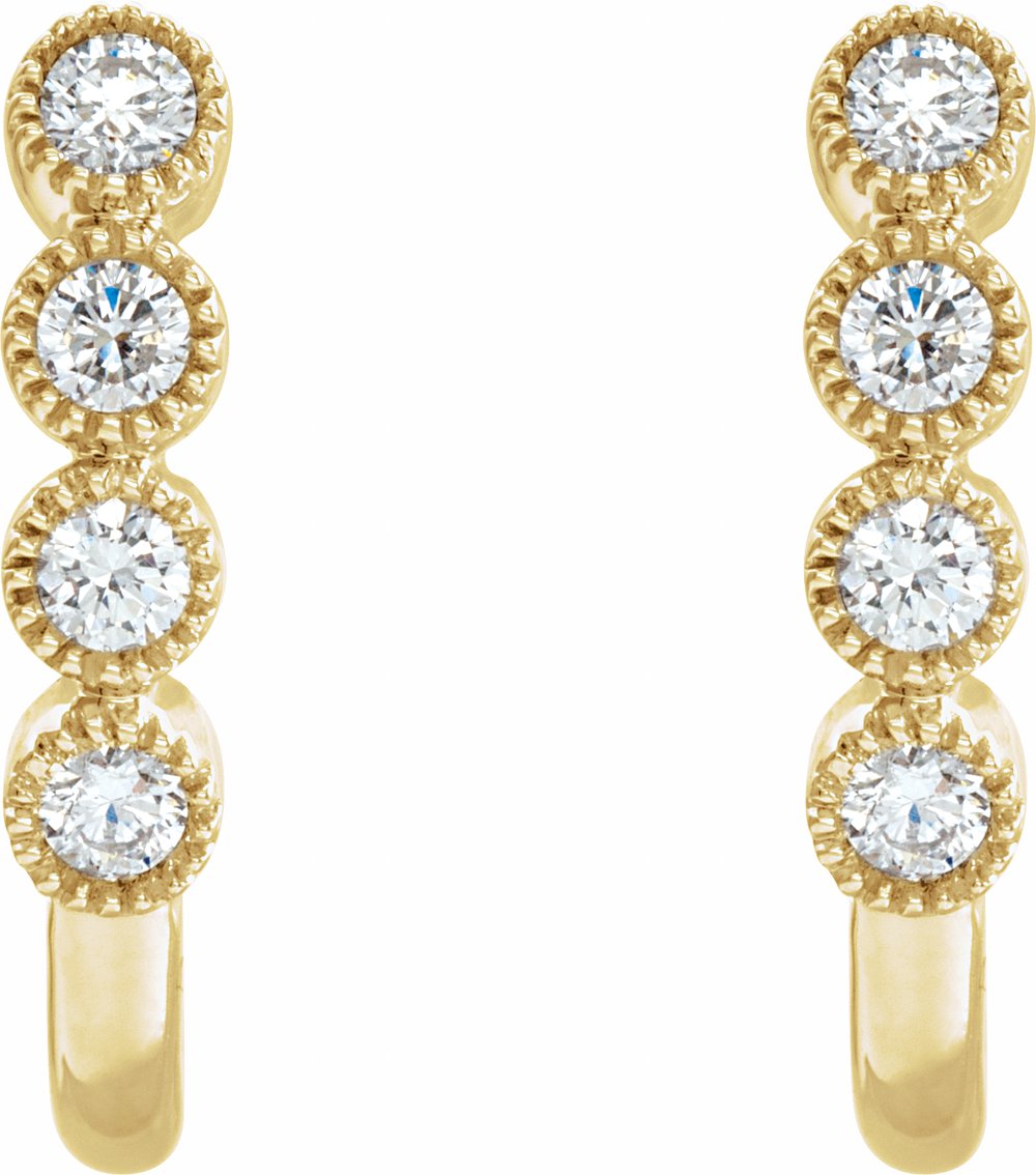 14K Yellow 1/4 CTW Natural Diamond J-Hoop Earrings