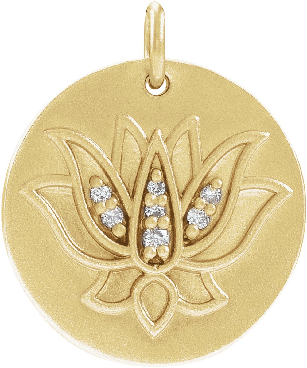 14K Yellow .025 CTW Natural Diamond Lotus Pendant