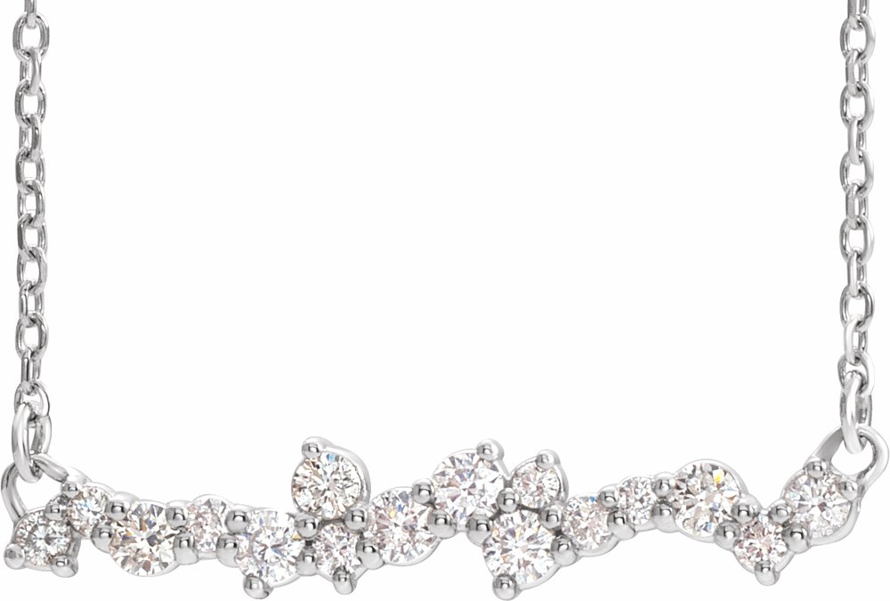 14K White Gold 1/3 CTW Natural Diamond Scattered Bar 18" Necklace