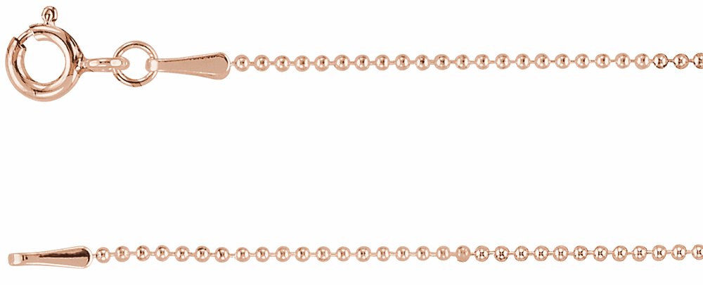 14K Rose Gold 1 mm Hollow Bead 18" Chain