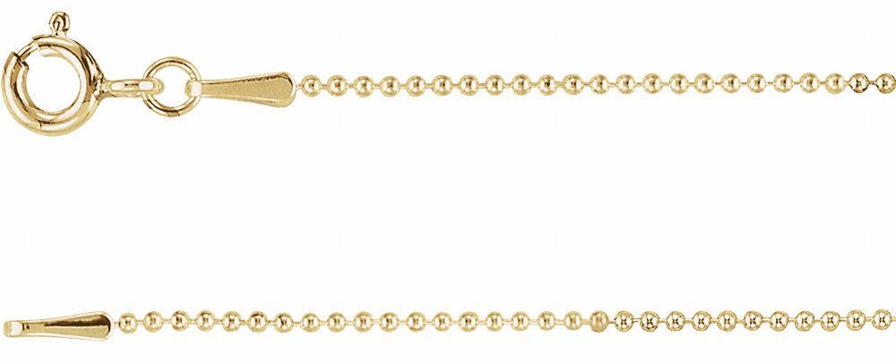 14K Yellow Gold 1 mm Hollow Bead 16" Chain