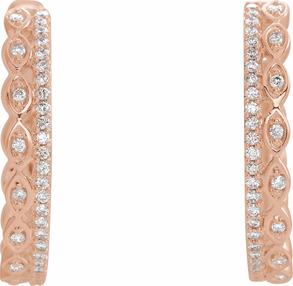 14K Rose Gold 1/4 CTW Natural Diamond Geometric 19.4 mm Hoop Earrings